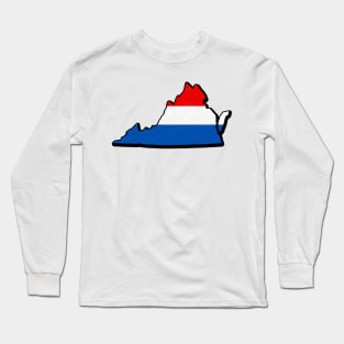 Red, White, and Blue Virginia Outline Long Sleeve T-Shirt